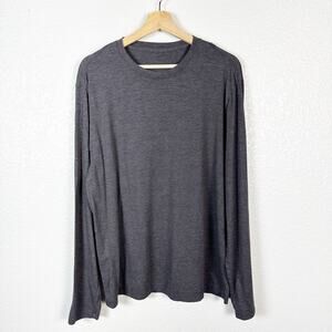 Lululemon Mens Soft Crew Neck Long Sleeve Tee Shirt in Charcoal Grey Size Large